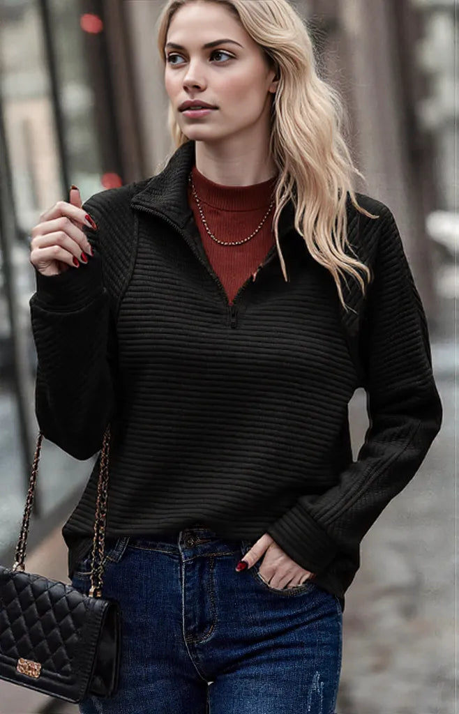 Ella | Women's Textured Quarter-Zip Sweater