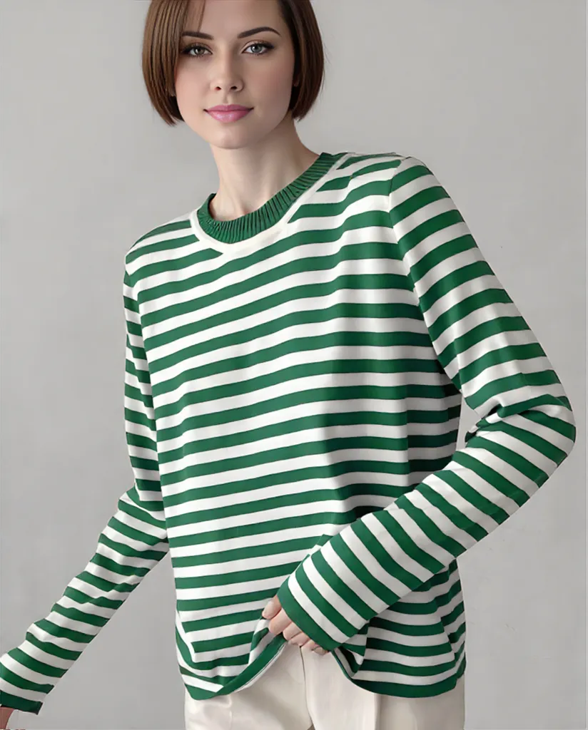 Sabrina | Effortlessly Stylish Striped Long Sleeve Top