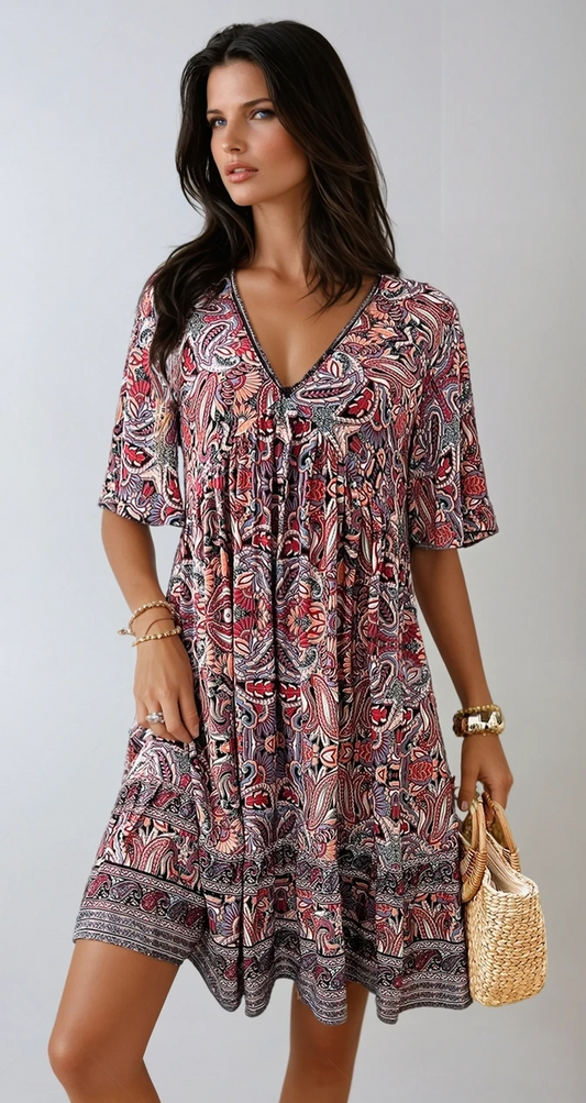 Zoe | Floral Breeze V-Neck Mini Dress